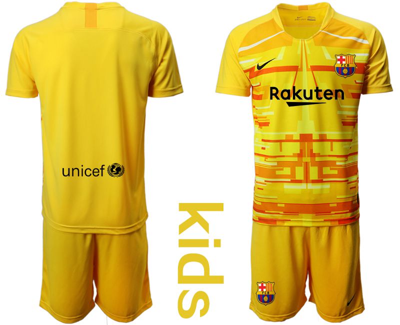 Youth 2019-2020 club Barcelona yellow goalkeeper Soccer Jerseys